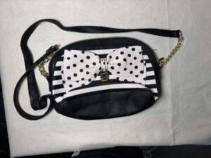 Betsey Johnson eclectic bold quirky Striped Polka Dot Y2K Bow Crossbody Bag